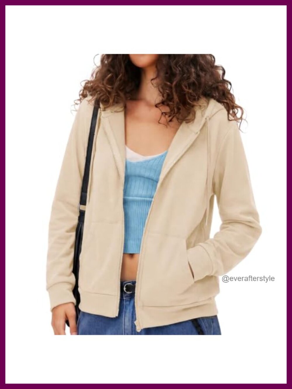 Women's Lightweight Full Zip Hooded Sweatshirt Loose Fit Hoodie